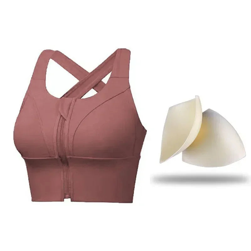 High-Support Sports Bra for Big Breasts S-5XL – Wire-Free Yoga Top with Zipper, Moisture-Wicking & Plus Size Fitness Tank - TheWellBeing4All