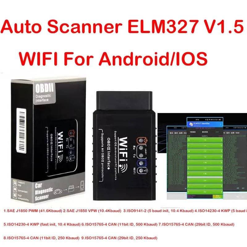 Scanner for iPhone IOS /Android Auto OBDII OBD 2 ODB II ELM 327 V1.5 WI-FI Code Reader Diagnostic Tool - TheWellBeing4All