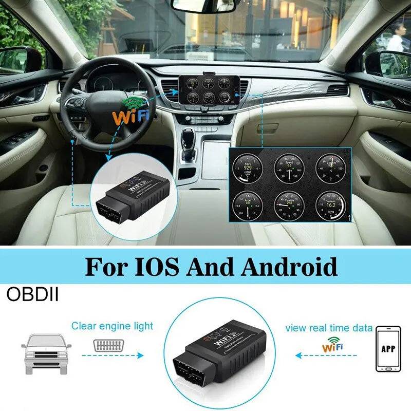 Scanner for iPhone IOS /Android Auto OBDII OBD 2 ODB II ELM 327 V1.5 WI-FI Code Reader Diagnostic Tool - TheWellBeing4All