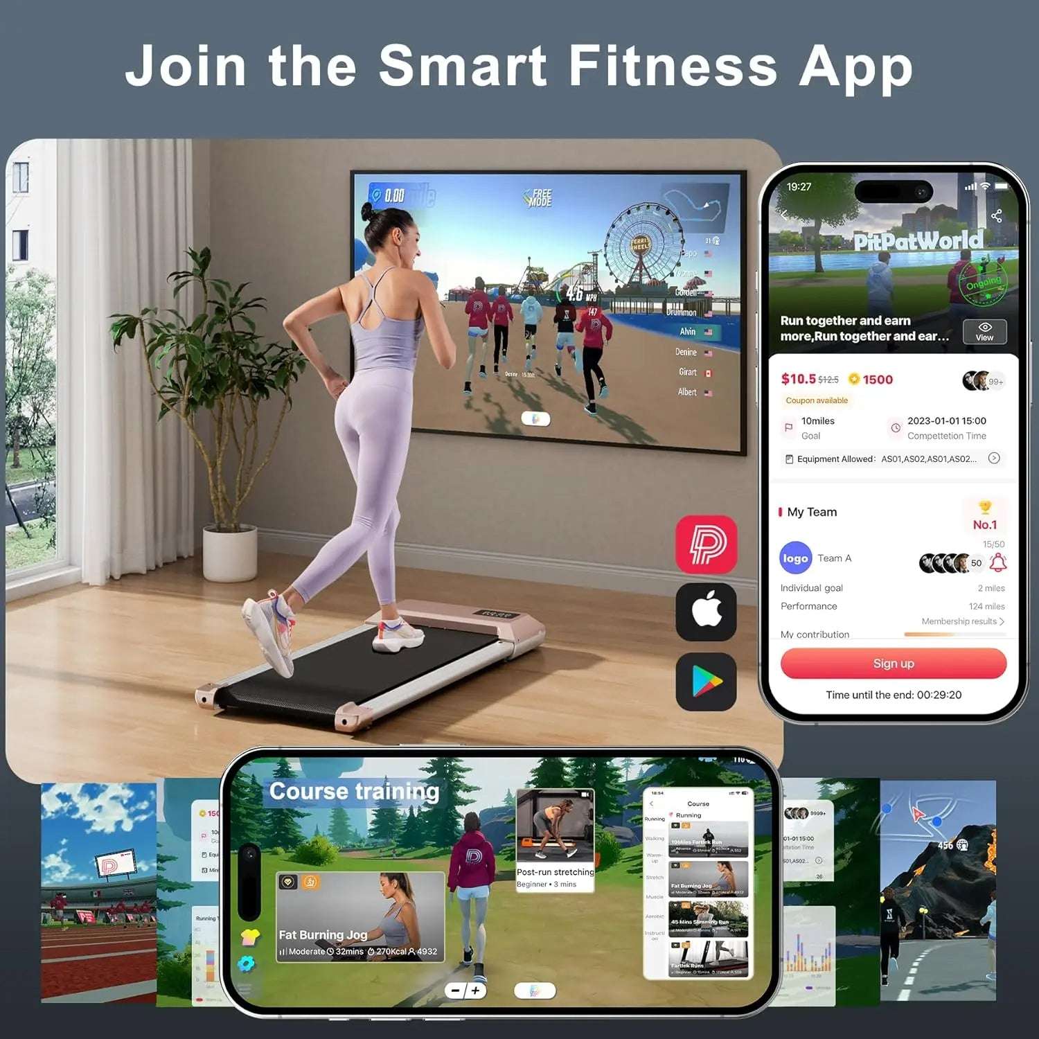 Under Desk Walking Pad Treadmill - Portable, Quiet, and Smart Fitness Solution for Home & Office