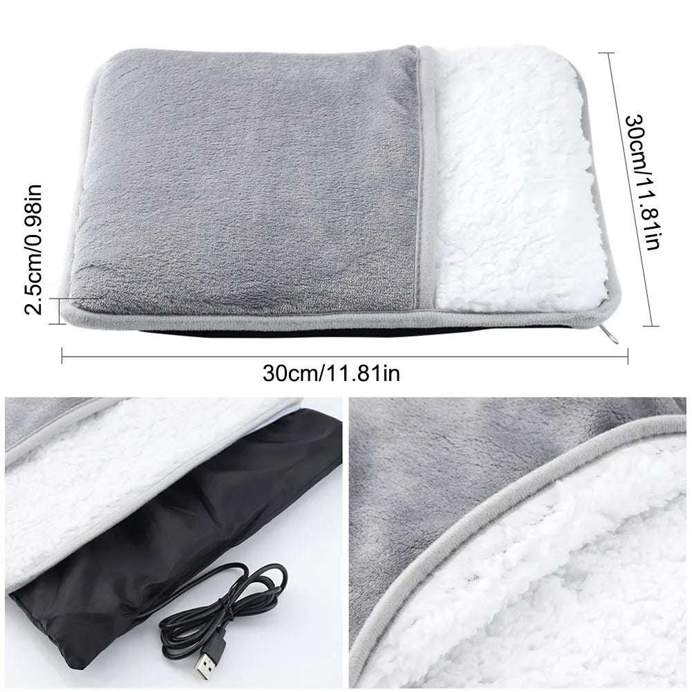 Winter Electric Foot Heating Pad - USB Powered, Soft Plush Thermal Blanket