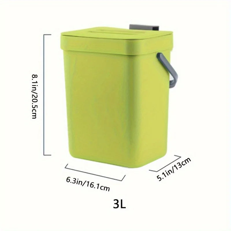 Space-Saving Quiet-Close Trash Can - 3/5L, Eco-Friendly Sealed Bin for Kitchen & Office - TheWellBeing4All