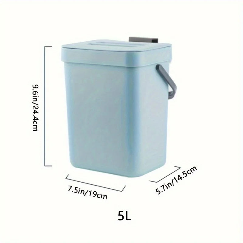 Space-Saving Quiet-Close Trash Can - 3/5L, Eco-Friendly Sealed Bin for Kitchen & Office - TheWellBeing4All