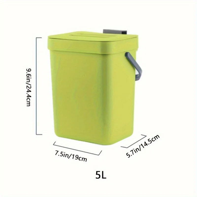 Space-Saving Quiet-Close Trash Can - 3/5L, Eco-Friendly Sealed Bin for Kitchen & Office - TheWellBeing4All