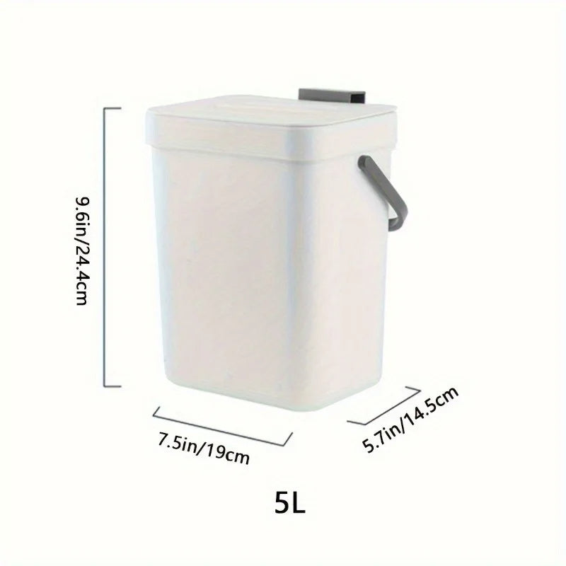 Space-Saving Quiet-Close Trash Can - 3/5L, Eco-Friendly Sealed Bin for Kitchen & Office - TheWellBeing4All