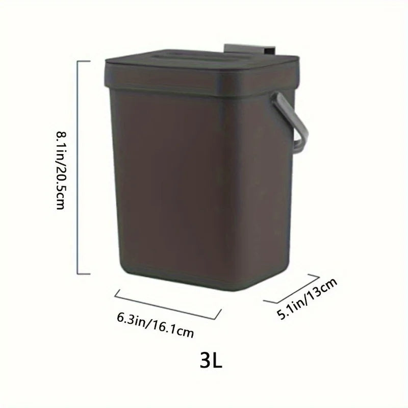 Space-Saving Quiet-Close Trash Can - 3/5L, Eco-Friendly Sealed Bin for Kitchen & Office - TheWellBeing4All