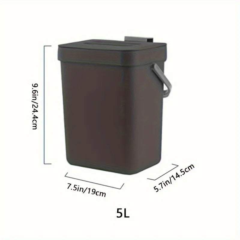 Space-Saving Quiet-Close Trash Can - 3/5L, Eco-Friendly Sealed Bin for Kitchen & Office - TheWellBeing4All