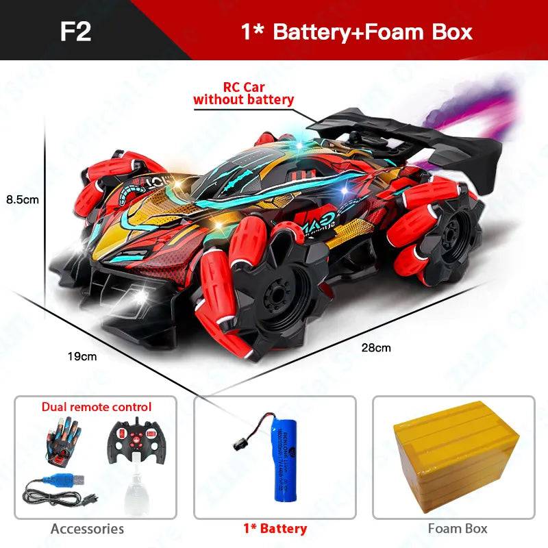 Car With Music Led Lights 2.4G Glove Gesture Radio Remote Control Stunt Cars 4WD Electric - TheWellBeing4All