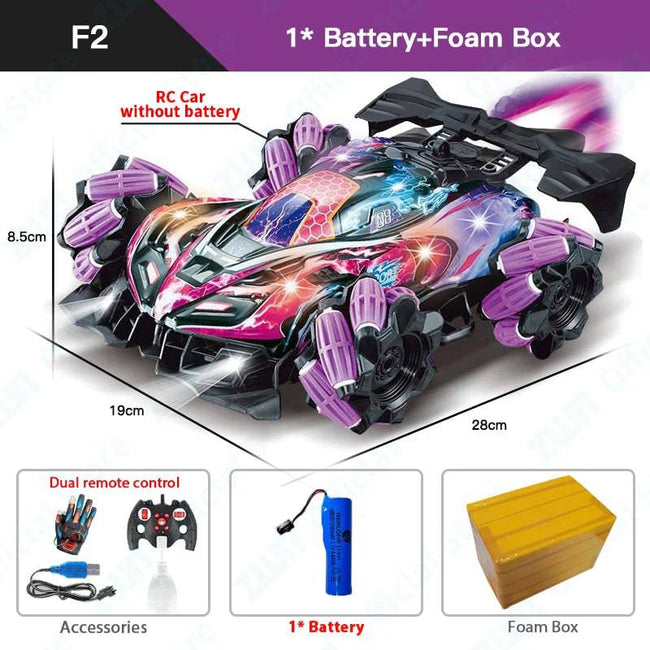 Car With Music Led Lights 2.4G Glove Gesture Radio Remote Control Stunt Cars 4WD Electric - TheWellBeing4All