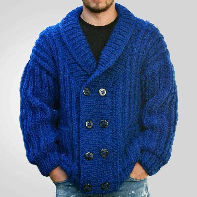 Men's Casual Cardigan Sweater Coat | Full Sleeve, Solid Color, Turn-Down Collar, Single Breasted, Autumn Winter