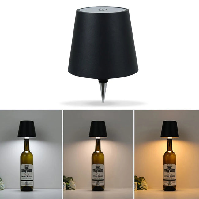 Wireless LED Wine Bottle Light Vases – Rechargeable Battery Operated, Touch Control, 3 Colors, Portable Decor - TheWellBeing4All