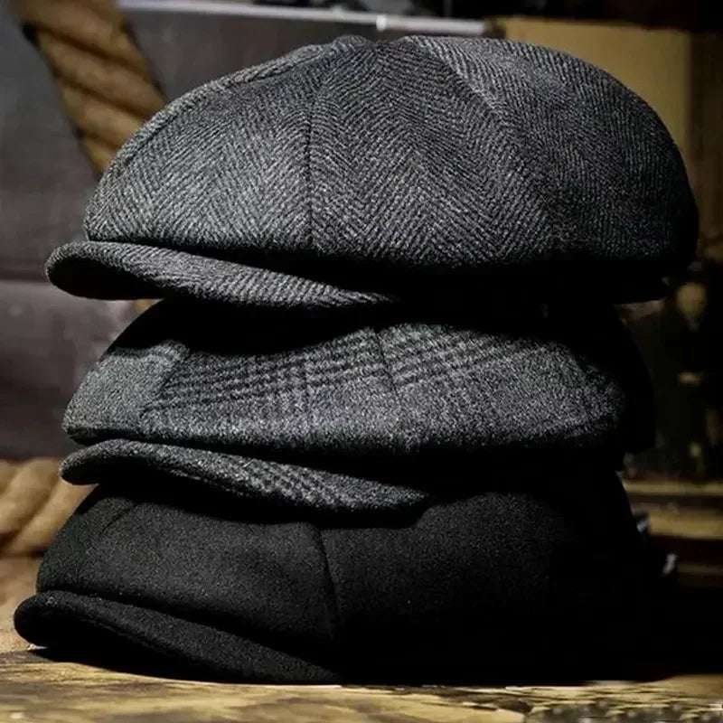 Vintage Tweed Peaky Blinders Beret Hat | Flat Peaked Cap | Casual Street Hat for Women and Men