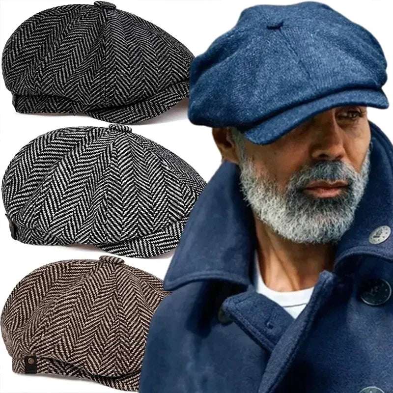 Vintage Tweed Peaky Blinders Beret Hat | Flat Peaked Cap | Casual Street Hat for Women and Men