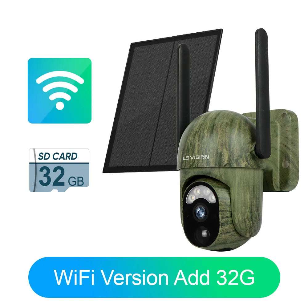 Solar-Powered 4G WiFi Outdoor Security Camera with 360° Pan, Tilt, & Zoom | IP66 Waterproof | Color Night Vision | Two-Way Audio