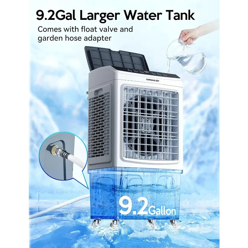 2200CFM Evaporative Air Cooler with Ice Mode – 3-in-1 Swamp Cooler for Large Rooms up to 800 Sq Ft, 24H Timer, 120° Oscillation & Remote Control - TheWellBeing4All