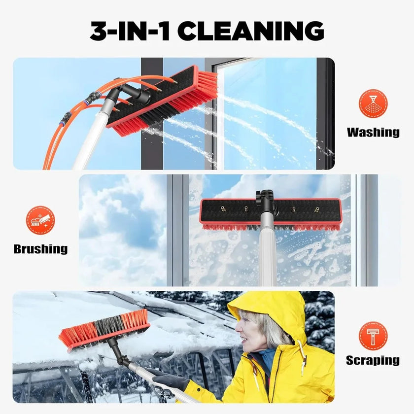 26ft Solar Panel Cleaning Kit – Telescopic Aluminum Pole with 65ft Hose, 180° Adjustable Brush Head for Windows & PV Panels (Lightweight, Universal Fit) - TheWellBeing4All