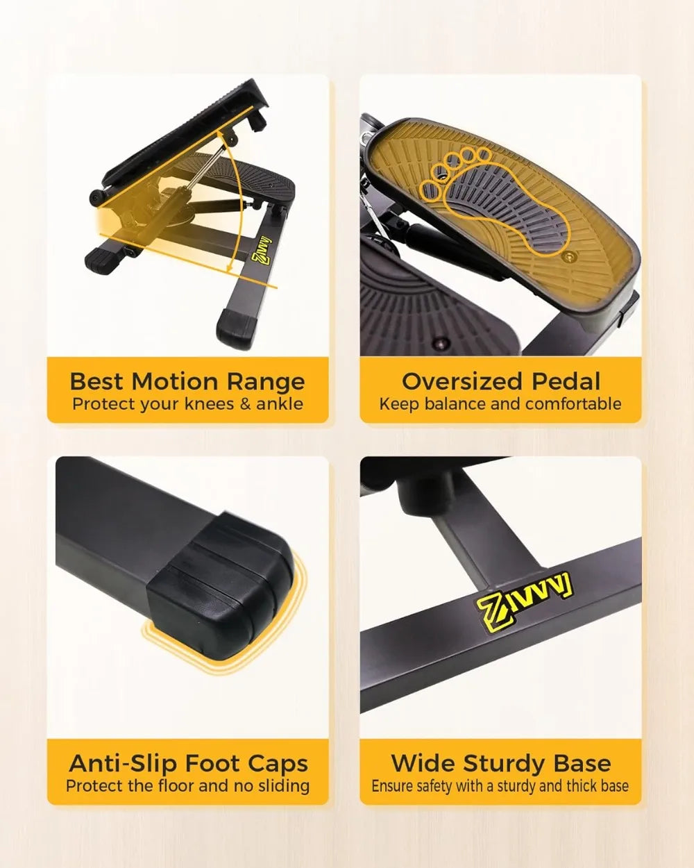 300LBS Capacity Adjustable Mini Stepper – Full-Body Workout Machine with Twist Motion, Quiet Hydraulic System & Resistance Bands (LCD Tracker) - TheWellBeing4All