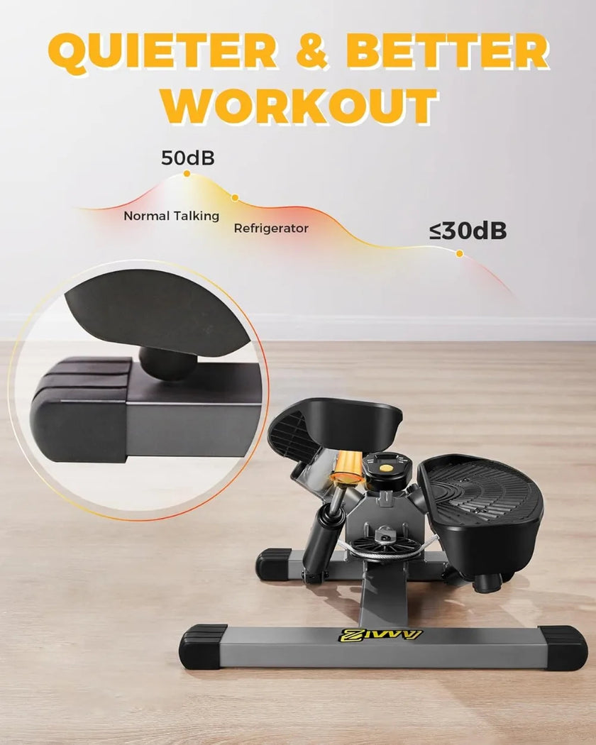 300LBS Capacity Adjustable Mini Stepper – Full-Body Workout Machine with Twist Motion, Quiet Hydraulic System & Resistance Bands (LCD Tracker) - TheWellBeing4All