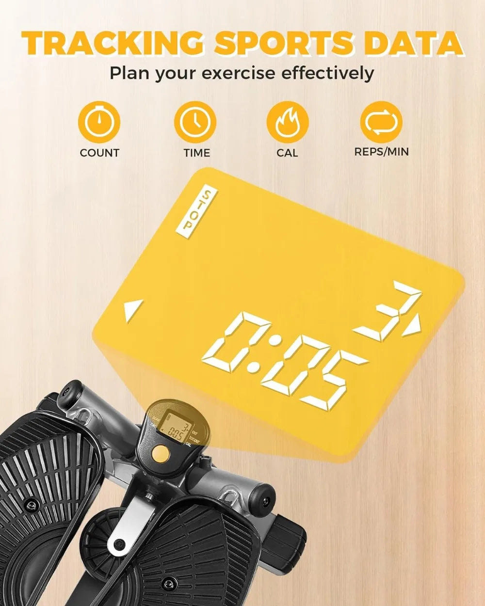 300LBS Capacity Adjustable Mini Stepper – Full-Body Workout Machine with Twist Motion, Quiet Hydraulic System & Resistance Bands (LCD Tracker) - TheWellBeing4All