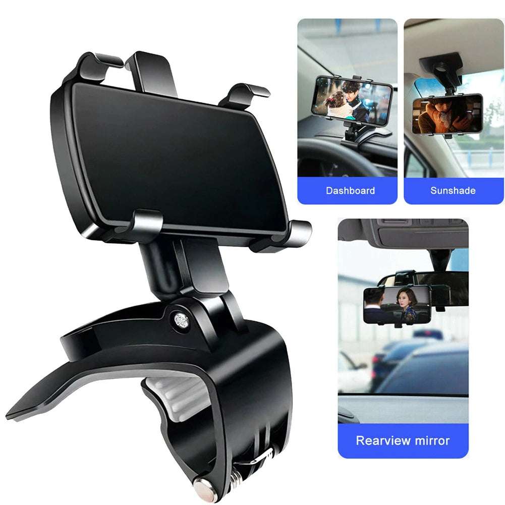 360° Rotating Multi-function Car Phone Holder with Adjustable Spring Clip