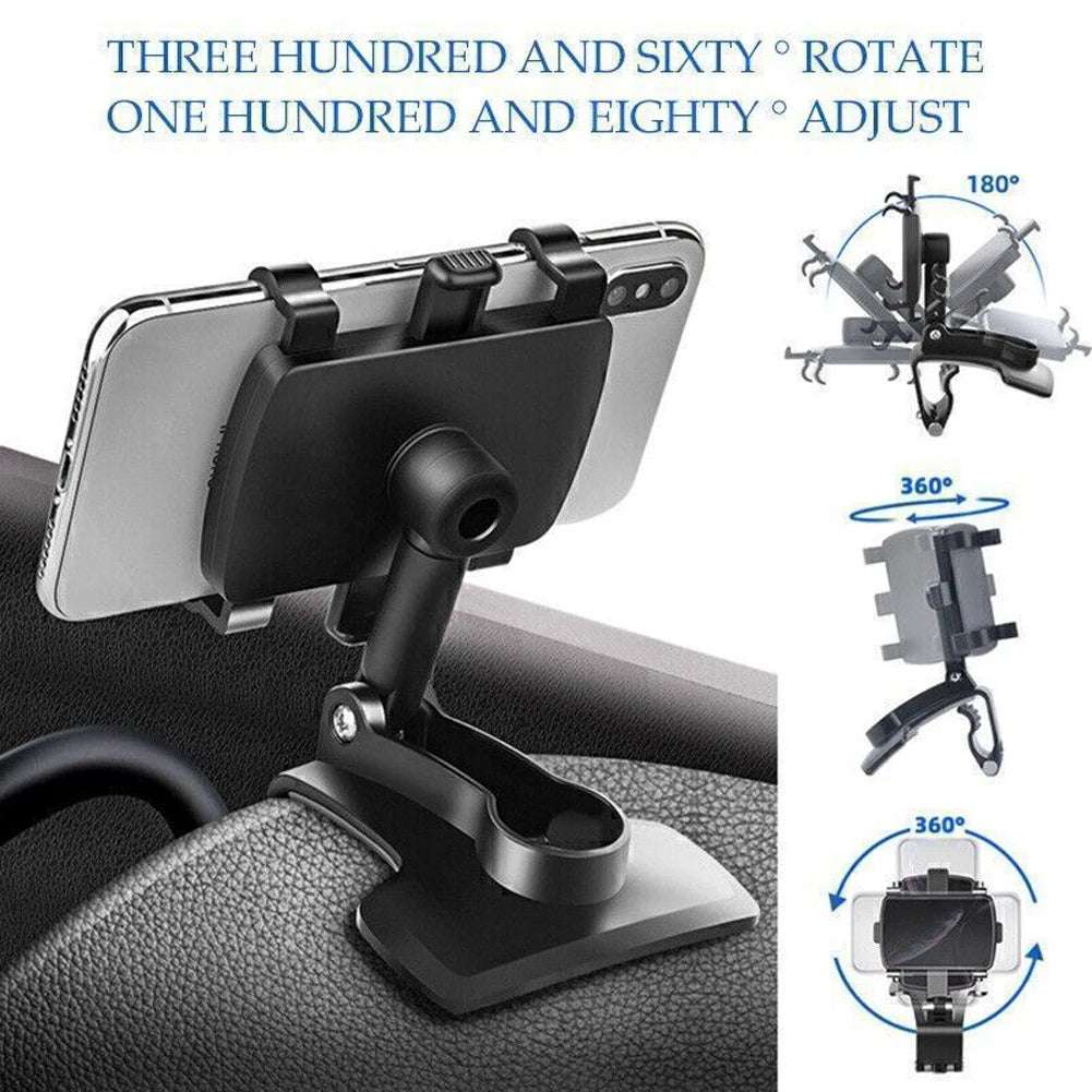 360° Rotating Multi-function Car Phone Holder with Adjustable Spring Clip