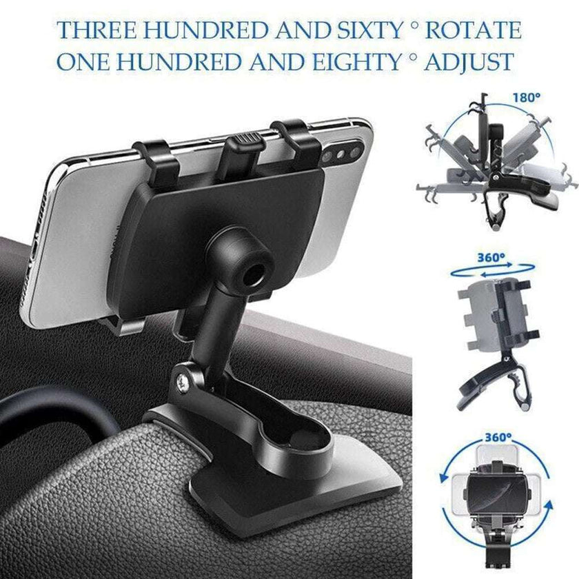 360° Rotating Multi-function Car Phone Holder with Adjustable Spring Clip