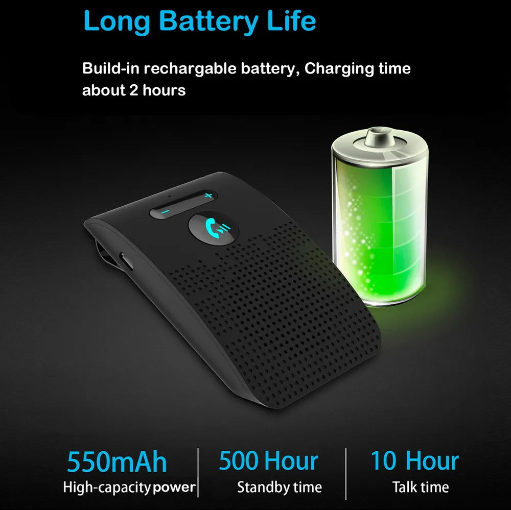 Bluetooth 5.0 Hands-Free Car Kit – 2W HIFI Speaker, Noise Cancelling, Sun Visor Clip & Dual Phone Pairing | Wireless MP3 Player for Cars - TheWellBeing4All