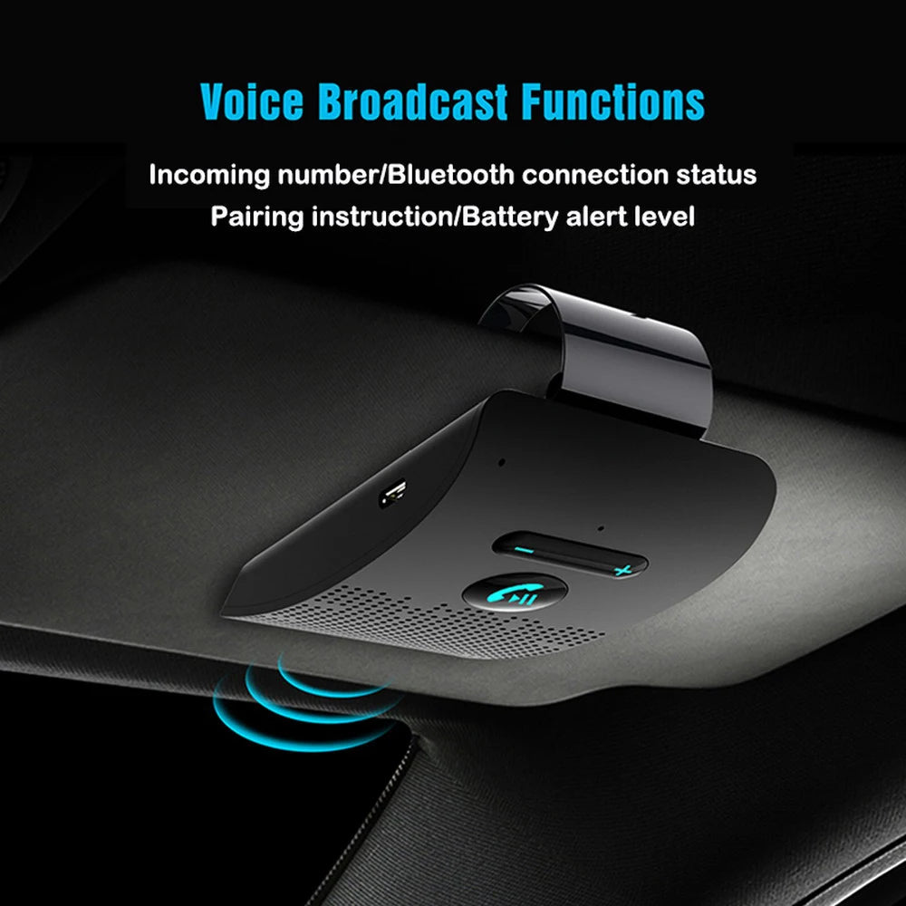Bluetooth 5.0 Hands-Free Car Kit – 2W HIFI Speaker, Noise Cancelling, Sun Visor Clip & Dual Phone Pairing | Wireless MP3 Player for Cars - TheWellBeing4All