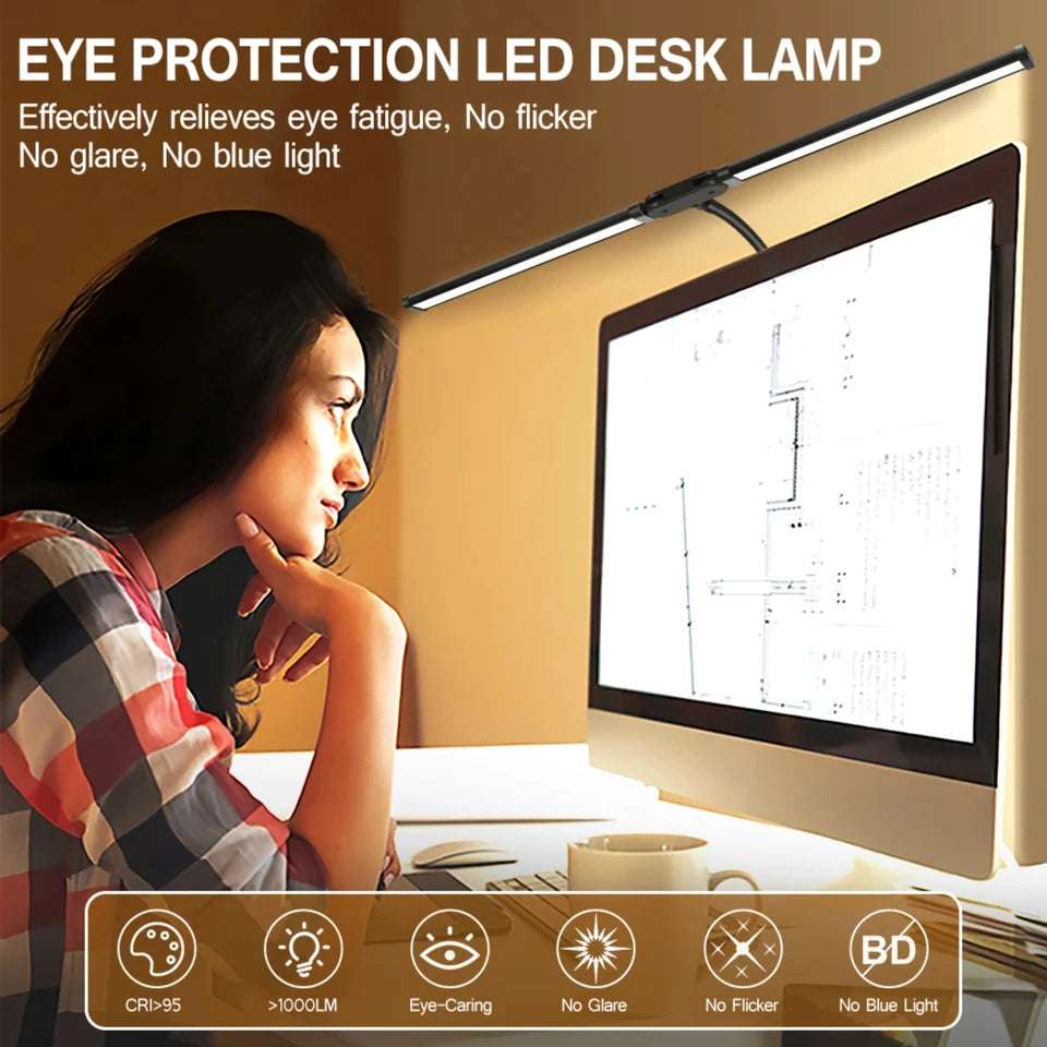 Dual LED Desk Lamp – Dimmable Computer Monitor Light, USB Table Lamp with Eye Protection for Office
