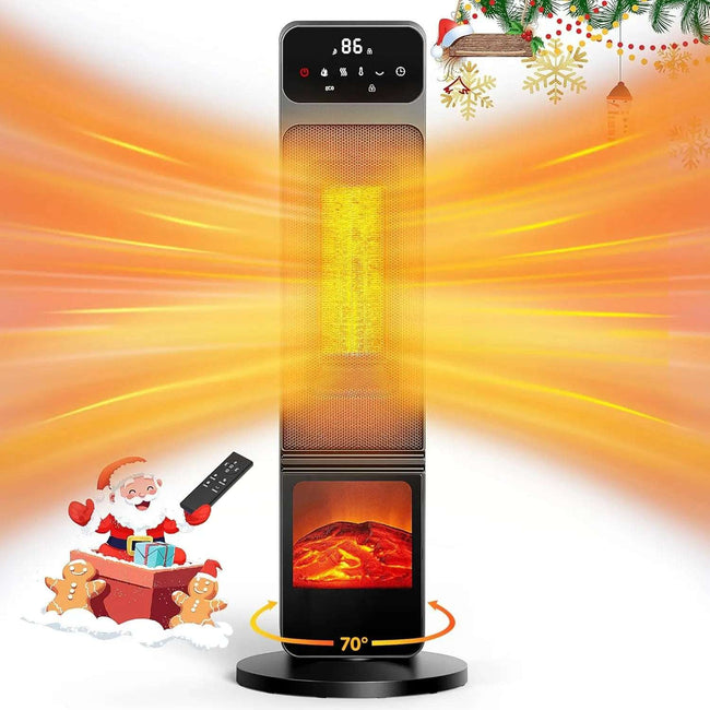 DUTRIEUX 1500W Electric Fireplace Heater – Portable with Child Lock, ECO Mode, PTC Ceramic, 3D Flame, 12H Timer, Remote Control, 70° Oscillation
