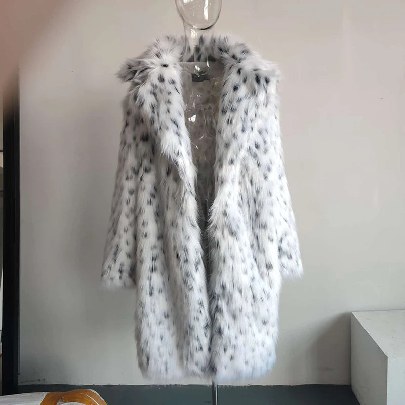 Elegant Leopard Print Faux Fur Coat - Winter Warmth with Trendy Style - TheWellBeing4All