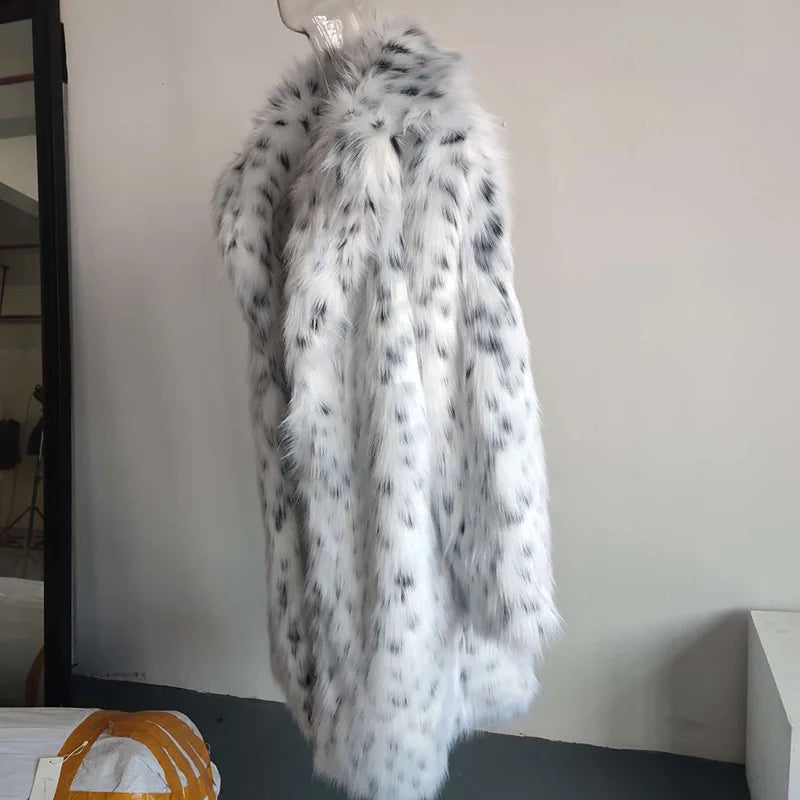 Elegant Leopard Print Faux Fur Coat - Winter Warmth with Trendy Style - TheWellBeing4All
