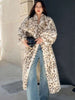 Elegant Leopard Print Faux Mink Fur Coat - Women's Long Oversized Winter Jacket