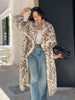 Elegant Leopard Print Faux Mink Fur Coat - Women's Long Oversized Winter Jacket
