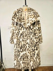 Elegant Leopard Print Faux Mink Fur Coat - Women's Long Oversized Winter Jacket