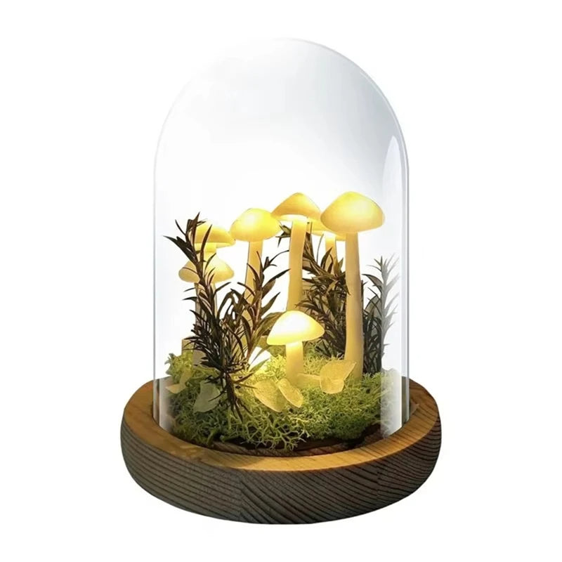 EnchantedGlow DIY Mushroom Night Light – Handmade Wood & Glass Craft Kit, Battery-Powered Table Lamp - TheWellBeing4All
