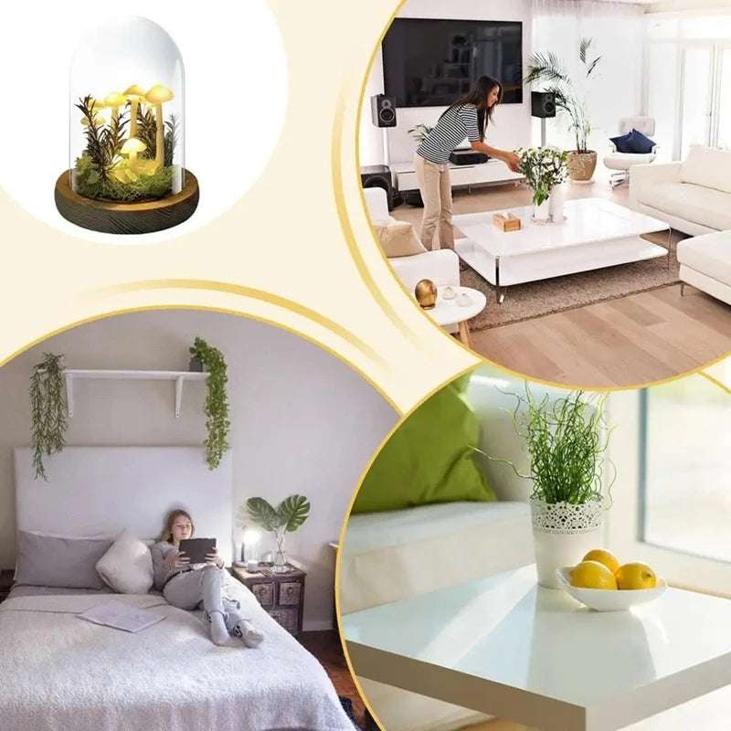 EnchantedGlow DIY Mushroom Night Light – Handmade Wood & Glass Craft Kit, Battery-Powered Table Lamp