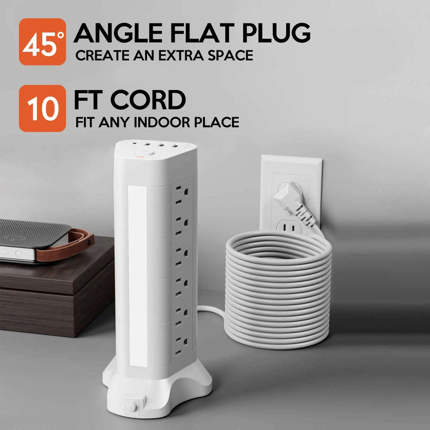 Extension Cord with 18 Outlets & 4 USB Ports - Surge Protector Power Strip Tower