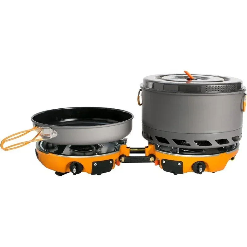 Genesis Basecamp Camping Stove System by CulinarywellBeing – 2-Burner Backpacking Cookware Kit | 10,000 BTU Burners, 5L Pot & Nonstick Fry Pan - TheWellBeing4All