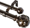 Heavy-Duty Telescoping Double Curtain Rod 66-120 Inch – Netted Texture Finials, 30lb Capacity, 6 Colors for Large Windows (54-115”) - TheWellBeing4All