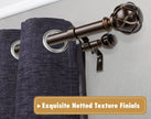 Heavy-Duty Telescoping Double Curtain Rod 66-120 Inch – Netted Texture Finials, 30lb Capacity, 6 Colors for Large Windows (54-115”) - TheWellBeing4All