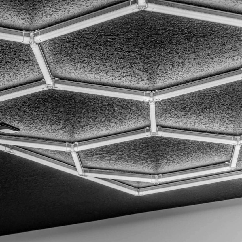 Hexagon LED Lighting Honeycomb Hex Lights - Ideal for Garage, Workshop, Car Detail, and Office Decor