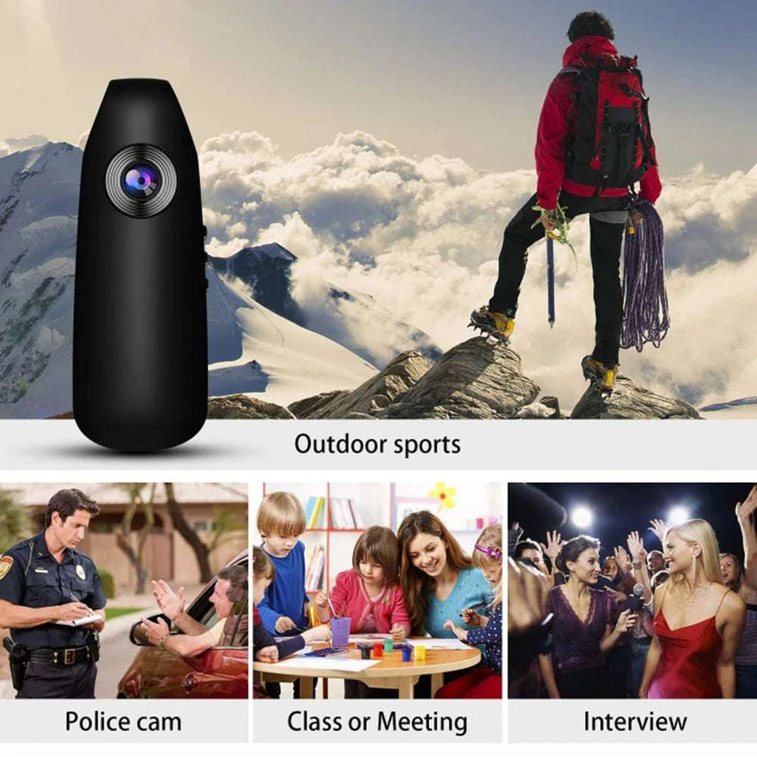 Mini Camera Portable HD Micro Cam - Pocket Video Recorder with Motion Detection for Outdoor Sports, Interviews, Meetings
