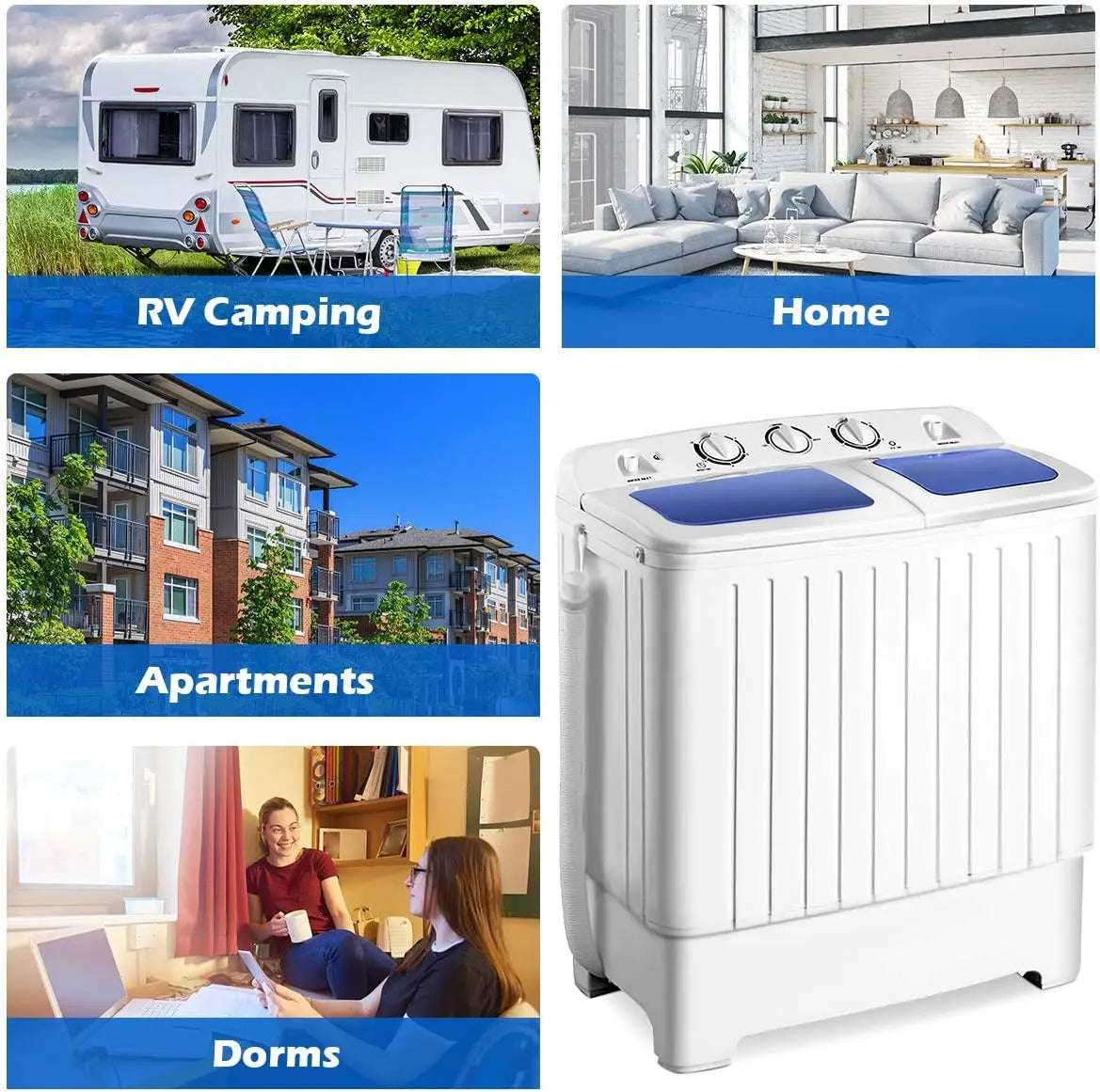 Mini Twin Tub Washing Machine – 20lbs Portable Washer & Dryer