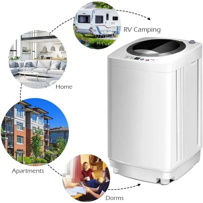 Portable Full Automatic Washing Machine with Built-in Pump Drain - 8 lbs Capacity - TheWellBeing4All