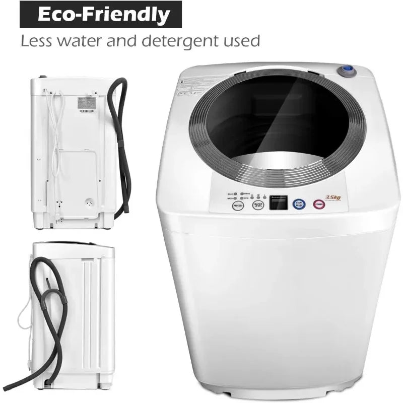Portable Full Automatic Washing Machine with Built-in Pump Drain - 8 lbs Capacity - TheWellBeing4All