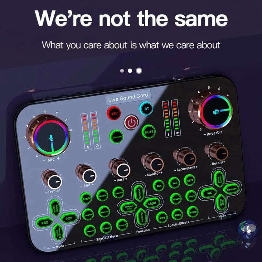 Professional Sound Card for Live Broadcast - 48V Smart Noise Reduction