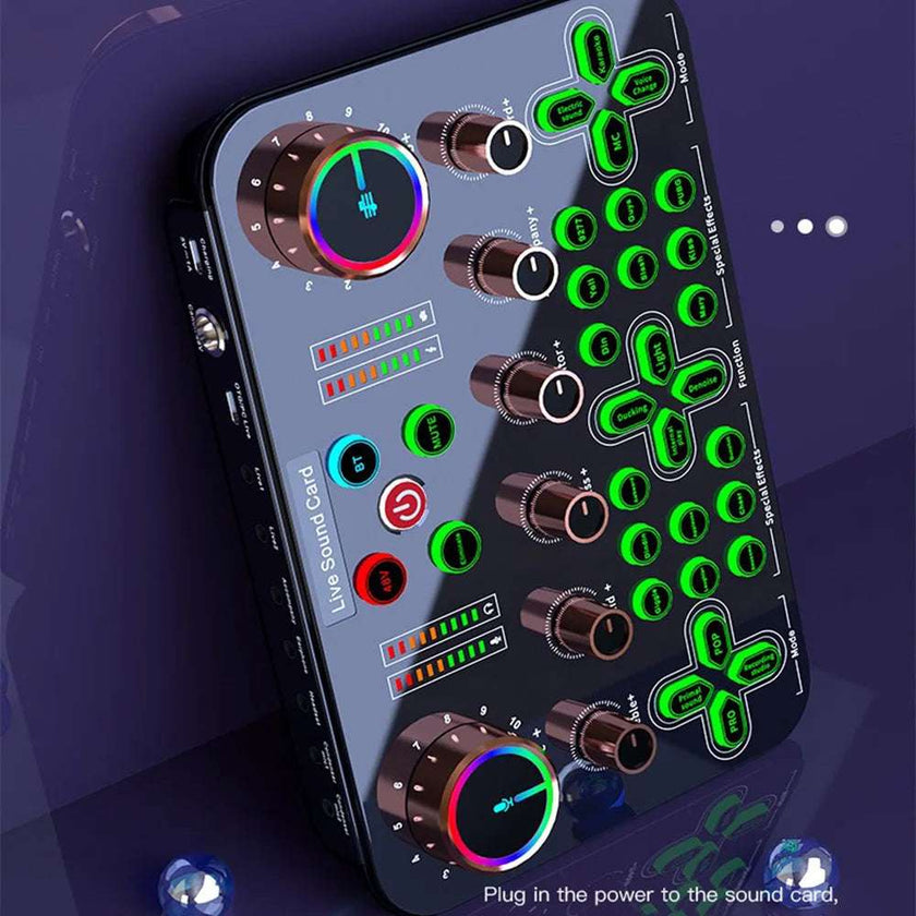 Professional Sound Card for Live Broadcast - 48V Smart Noise Reduction