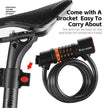Rechargeable Bicycle Cable Lock with Rear Lights | 4 & 5 Digits Anti-Theft Password, Waterproof, Portable Cycling Lock