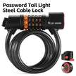 Rechargeable Bicycle Cable Lock with Rear Lights | 4 & 5 Digits Anti-Theft Password, Waterproof, Portable Cycling Lock